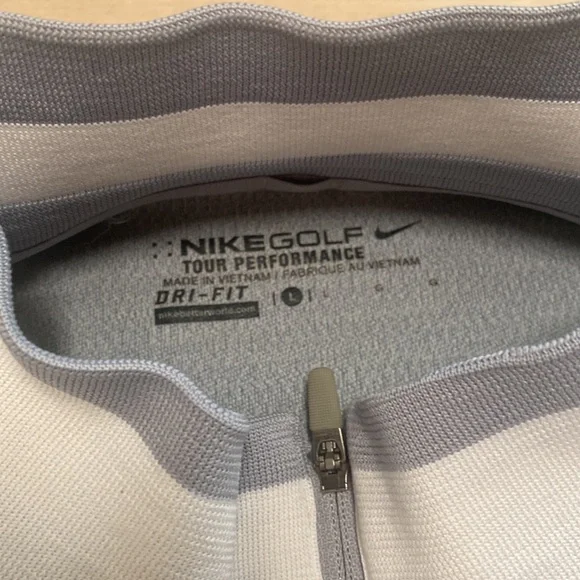 Nike Tour Performance Dri Fit Golf Sweatshirt Pullover. Grey and White. Collar. - Picture 3 of 10